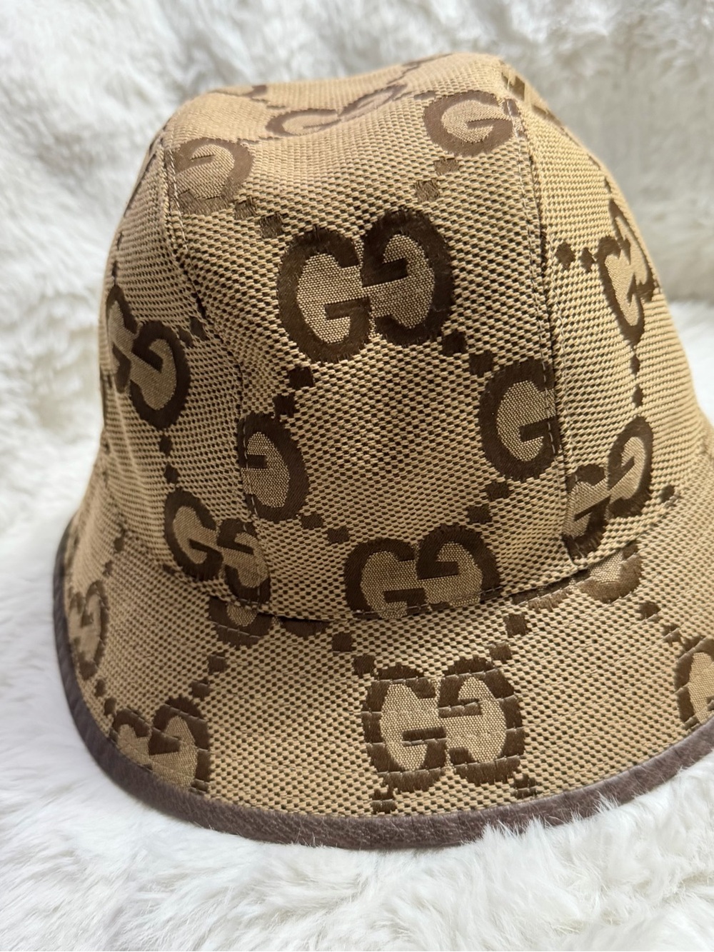 Gucci Tan and Brown GG Monogram Bucket Hat
